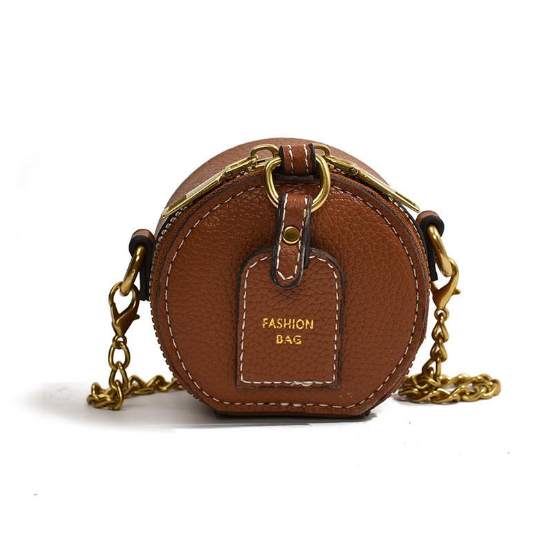 Stylish Retro Mini Round Bag For Kids And Adults With Chain Design Lightweight