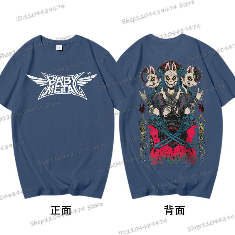 Хип-хоп группа Babymetal Футболки Мужские Харадзюку Хип-хоп Топы с круглым вырезом Футболки Японский стиль Babymetal Y2K Унисекс Хлопок Уличная одежда