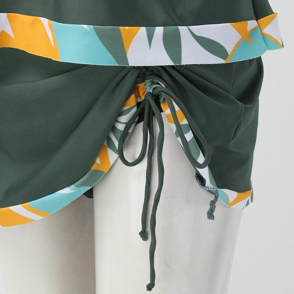 Женский купальник с принтом и разделенным плоским углом, большой купальник, купальный костюм