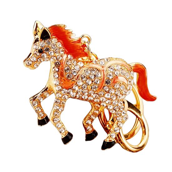 Keychain 2026 Year of Horse Key Chain Shiny Rhinestone Horse Animal Design Keychain Bag Charm Accessory
