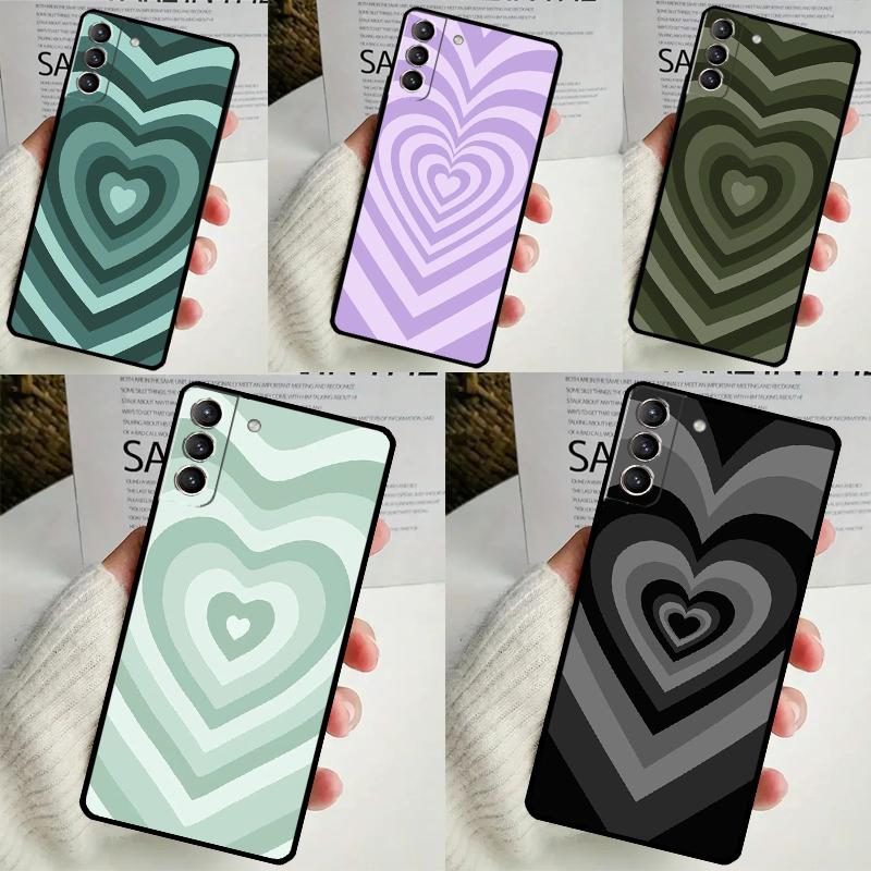 Чехол с цветным сердечком и кругом для Samsung Galaxy S22 S23 S24 Ultra Note 20 10 S8 S9 S10 Plus S21 S20 FE, мягкий чехол