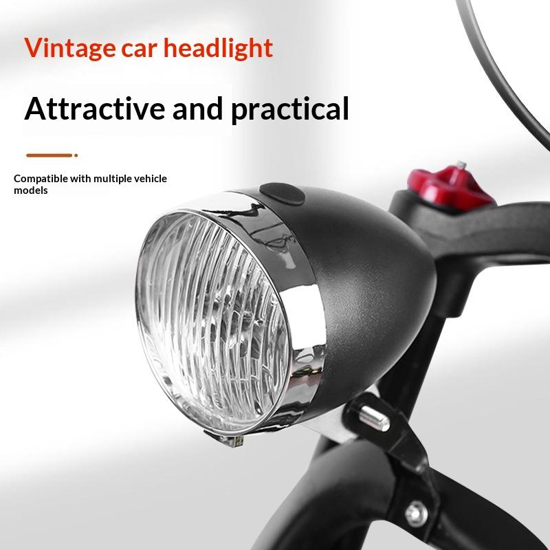 Retro Bike Headlight Type-C Rechargeable Classic Mountain Bicycle Front Light 3 Led Road Bike Headlamp Cycling Accessories