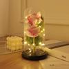Glass Cover Immortal Rose Flower Ornaments LED Luminous Artificial Flower Creative Christmas Valentine's Day Gift