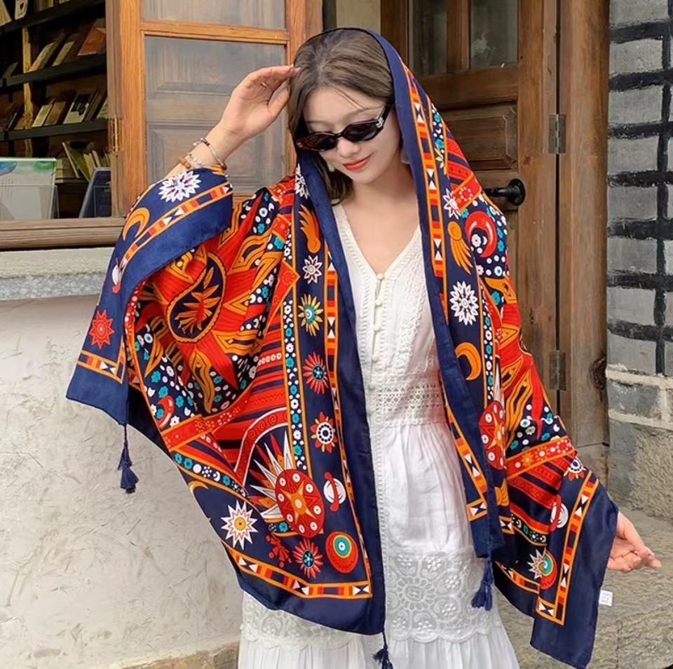 New tassel scarf Yunnan Dali tourism ethnic style shawl women's fashion versatile seaside beach towel
