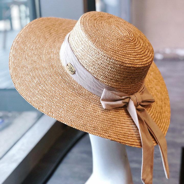 Весенне-летняя соломенная шляпа с широкими полями в стиле ретро, летняя шляпа с плоскими полями для защиты от солнца, шляпа для отпуска, элегантная шляпа с бантом в стиле Хепберн