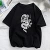 Women Dragon Funny Print T Shirt Girl Casual Harajuku Y2K Tops Tee Lady Black Clothes