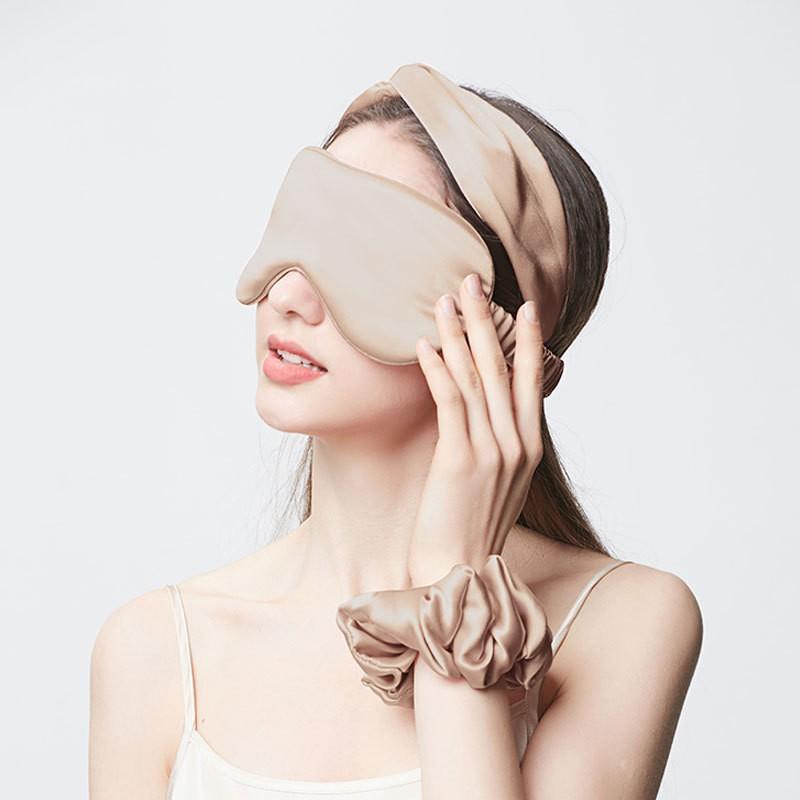 100% Pure Mulberry Silk Eye Mask Sleep Light Blocking Non-Pressure Comfort Fit 22 Momme Thickened