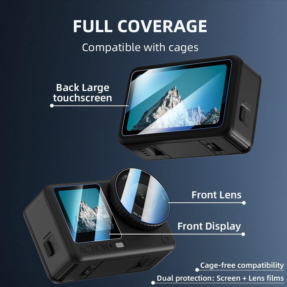 2 комплекта закаленного стекла Защитная пленка для экрана Lnes для аксессуаров экшн-камеры DJI Osmo Action 6