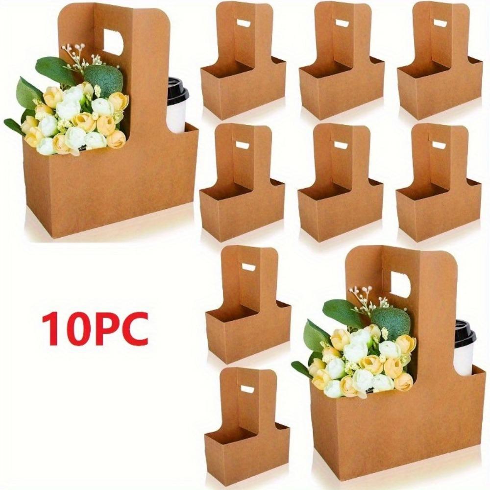 20 шт. Цветочные подарочные пакеты, букет, крафт-бумажные пакеты с ручкой, коричневая цветочная упаковка, упаковочная коробка для женщин, Валентина, День матери, свадебный подарок, декор