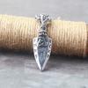 Men's spear necklace, stainless steel, arrow shaped pendant, Valkenut amulet, Viking jewelry, Nordic runes