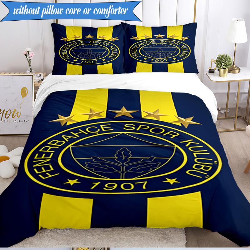 3PCS Fenerbahçe Crest Design Bedding Set 2D Printing (Includes 1 Duvet Cover + 2 Pillowcases Coreless), Bedroom decor,Fan gift