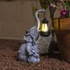 Elephant Solar Lamp Mother Child Elephant Sculpture with Light Waterproof Outdoor Decor Elephant Statue Solar Lights for Garden Lawn Yard