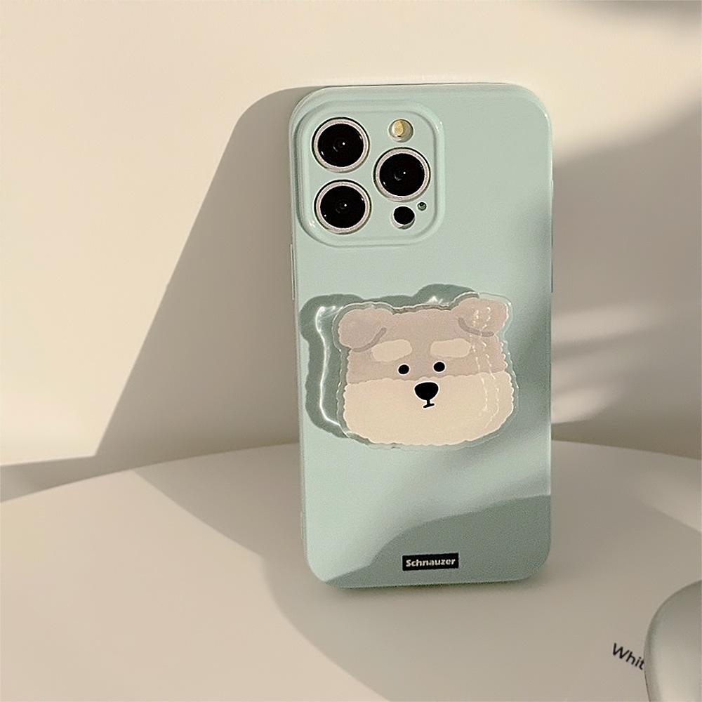 Milk Blue Ins Puppy Stand Iphone13 Suitable for 14 Mobile Phone Case Apple 15pro Max Original Cartoon 16 Soft