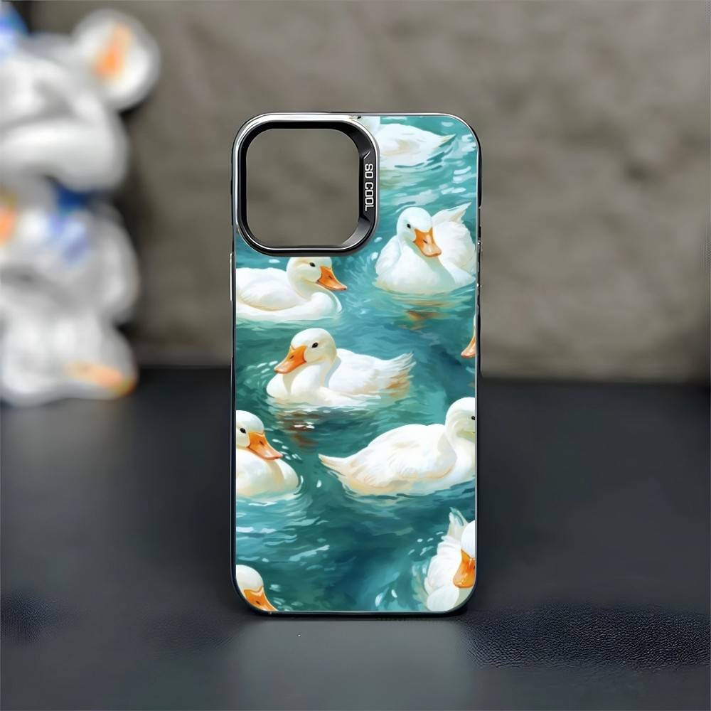 Leisurely Goose Phone Case For iPhone17,16,15,14,13,12,11 Plus,Pro Max Black Matte Shockproof Cover