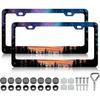 HCSS 2PCS American Flag Eagle License Plate Frames Patriotic US Flag License Plate Holder Stainless Steel Auto Parts Rust-Proof Waterproof Car