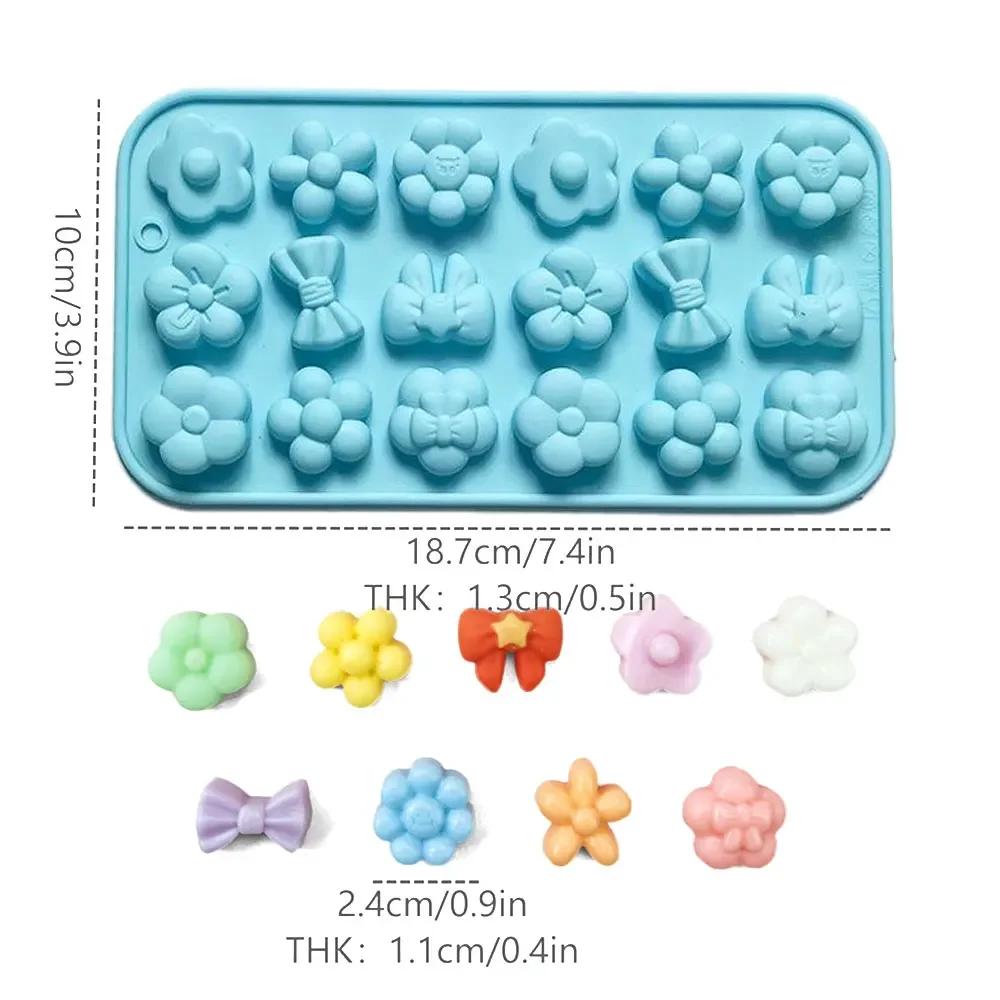 18 отверстий Цветочная серия Желейный шоколад Силиконовые формы DIY Звезда Бант Свеча Мыло Форма День святого Валентина Ромашка Подарки из шоколада