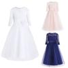 Girl Floral Lace Flower Dress Half Sleeved First Communion Wedding Bridesmaid Party Prom Gown