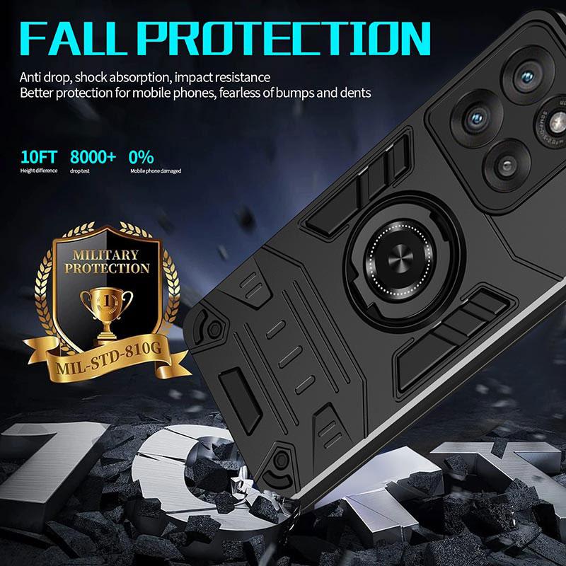 Чехол для телефона Motorola Moto G56 G86 G04 G24 G05 G04S 2024 G15 Power E14 E15, Броня 360° Вращающееся кольцо-подставка Защитная крышка