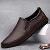 Fashion Vintage Men's Genuine Leather Shoes Business and Office Attire Loafers Black Men's Casual Flat Bottomed Tourism Brown Oxford