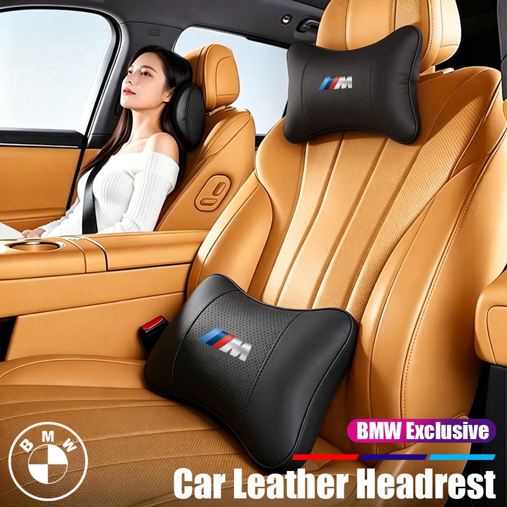 Car Leather Neck Pillow Lumbar Support Cushion Set Accessories For BMW G80 G06 G07 G42 G14 G15 G16 F82 F20 F21 F83 M2 M3 M4 M5 M