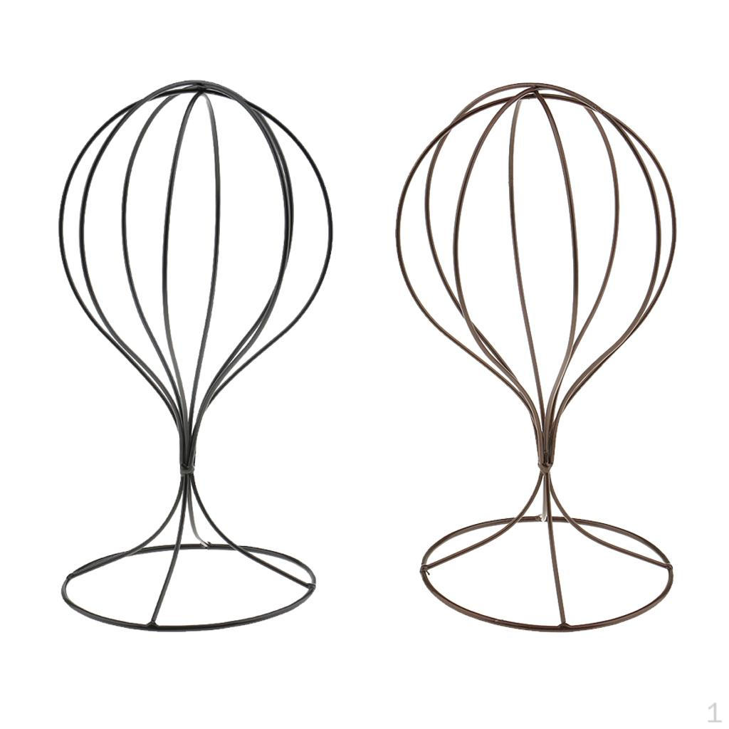 Metal Hat Cap Storage Display Holder Hair Wigs Rack Shelf Stand Black +Copper