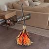 Animated Floating Witch Broom 28" Halloween Magic Dancing Broom Light Up Moving Broomstick with Sound for Haunted House Floor Decor