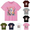 Children's Printed Short Sleeved Round Neck Casual Comfortable Loose Lightweight Top