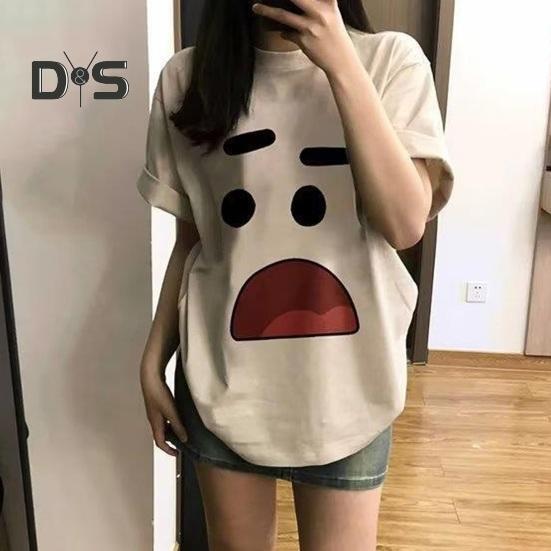 Летняя футболка для пар с мультяшным выражением лица с принтом кактуса с короткими рукавами ледяной шелк Свободный круглый вырез Мягкая дышащая Поглощение пота Быстросохнущая унисекс