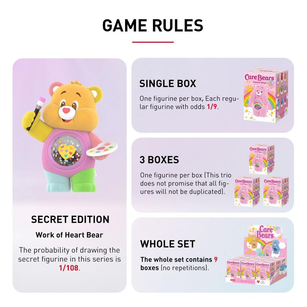 POP MART Мишки Заботы Серия Разноцветные Объятия Pop Mart Гашапон Фигурка Сюрприз Пластиковая Модель Премиальная Игрушка ПВХ Мягкий Винил Оригинальный Персонаж Подарок на День Рождения