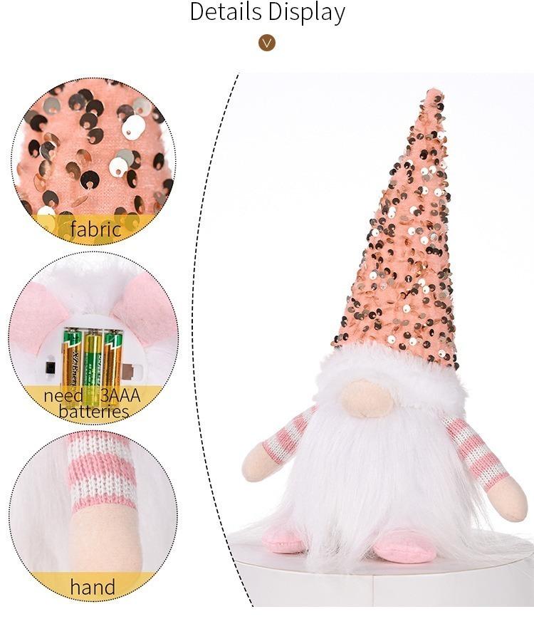 Glowing Knitted Gnome Doll with Led Night Light 30CM Christmas Decorations 2025 Home Xmas Tree Decor Navidad New Year 2025 Gift