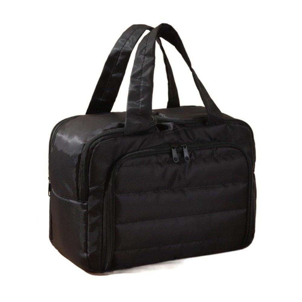 Solid Color Handheld Cosmetic Bag Nylon Make Up Pouch Bag Wash Bag Portable Toiletry Bag  Storage