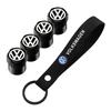 VW Hub Caps Tire Valve Stem Cap+Keychain Set Dustproof And Practical For Volkswagen GOLF Polo Tiguan VW GTI PASSAT