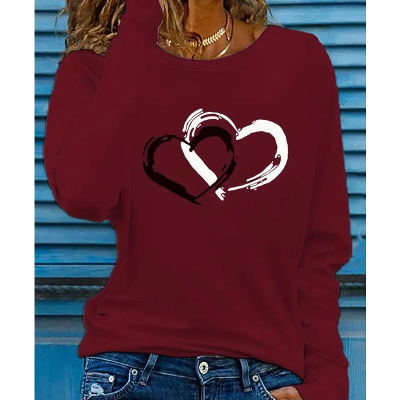 2025 Осень и Зима Женский Новый Повседневный Топ с Круглым Вырезом и Длинным Рукавом с 3D Рождественским Узором