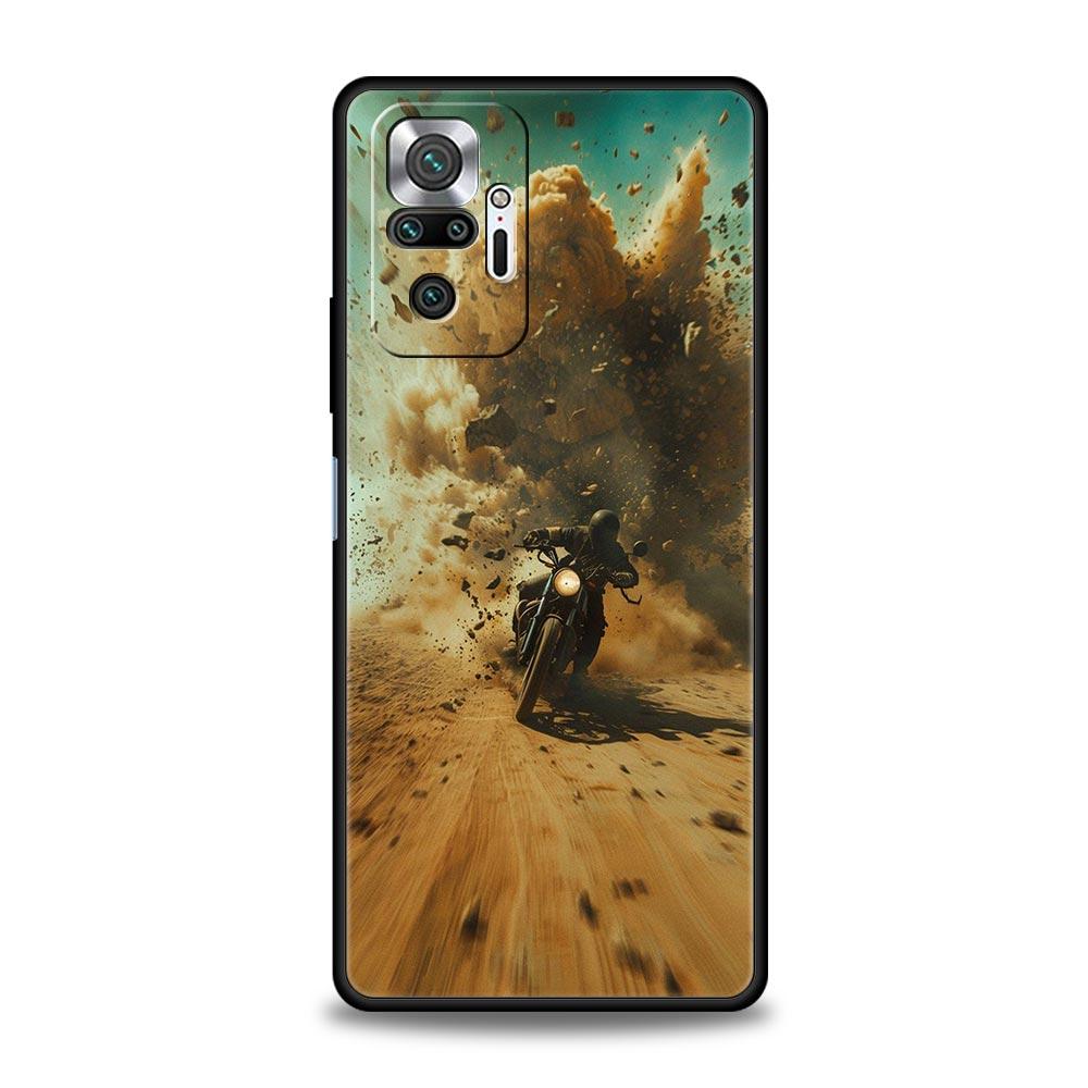 Чехол для телефона Спортивный Мотокросс Мотоцикл Для Xiaomi Redmi Note 14 13 5G 10 11 12 Pro Plus 4G 14C 13C 12C 10C Черный Чехол