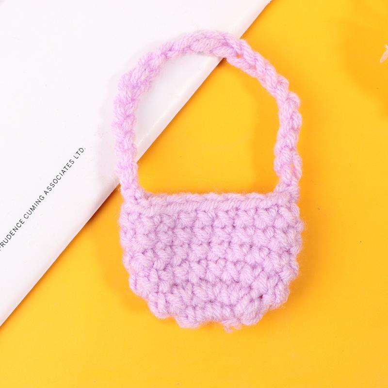 1:12 Miniature Knit Sweater Model Woven Plush Shoulder Bag Model Doll Accessories Dollhouse Toys