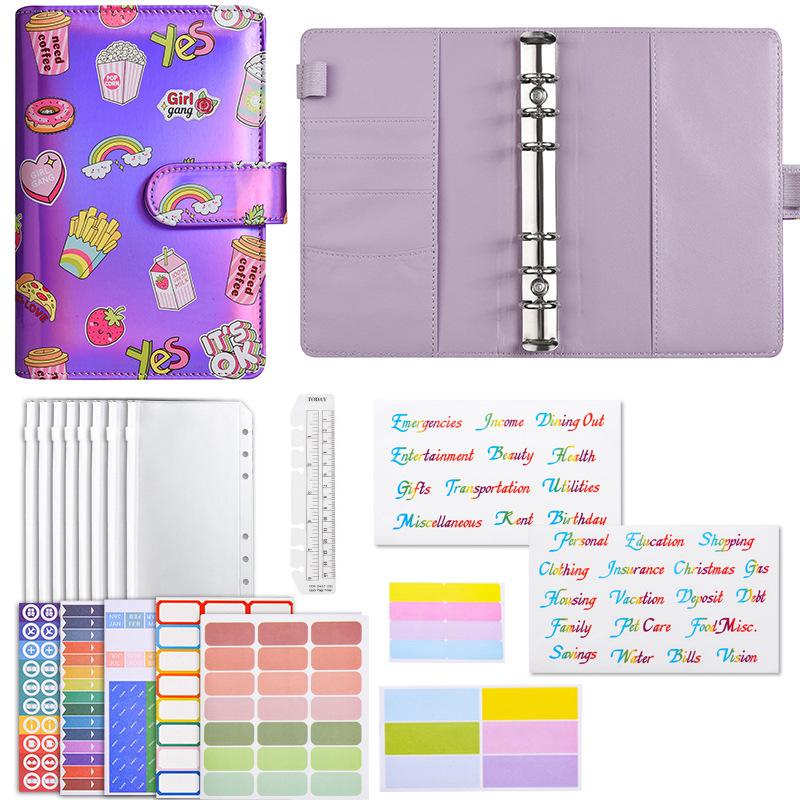 Macaron A6 Cartoon Pattern Loose-Leaf Ledger Notebook Creative Cash Storage Book