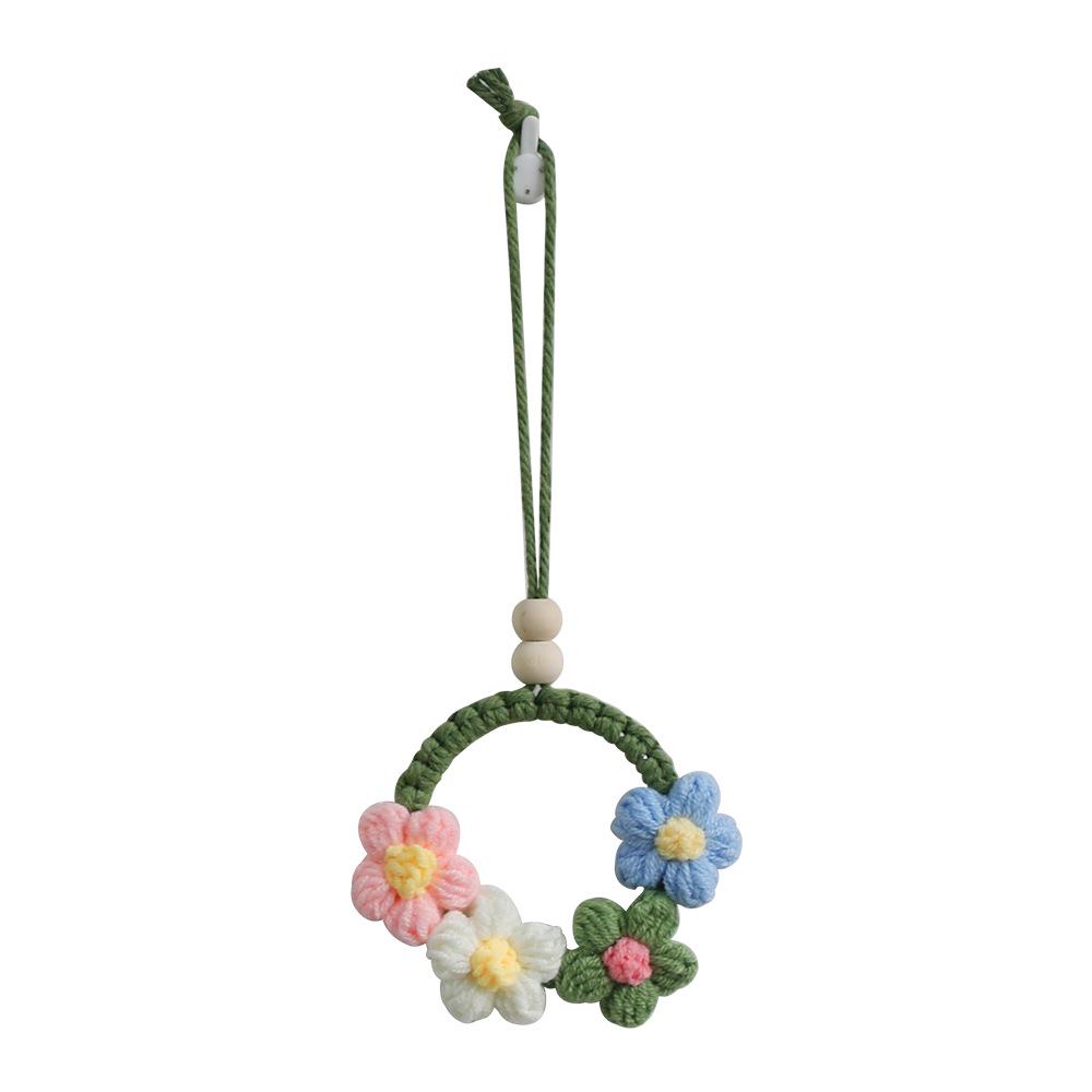Handwoven Flower Car Mirror Pendant: Goddess Style Interior Ornament