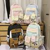 Sweet Blocked Color Letter Patter Student Backpack With Compartment Transparent