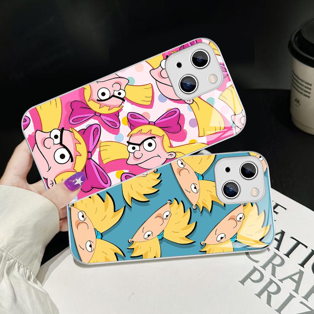 Hey A_Arnolds Cartoon Phone Case For IPhone 14 13 12 Mini 11 Pro XS Max X XR 14 Plus Tempered Glass Cover