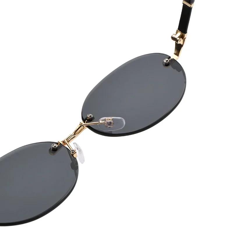 Trendy Eye Protection sun glasses Stylish Gradient Lens Outdoor Shades Luxury Frameless Small Black Vintage Glasses