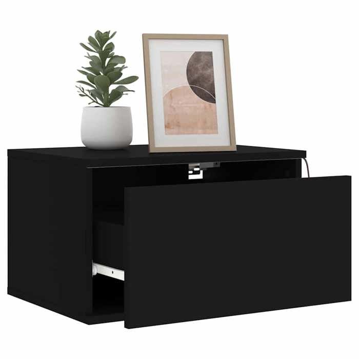 Maison Exclusive - Tables de chevet murales avec lumières LED 2 pcs noir
