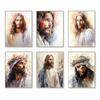 Jesus Watercolor Portrait Religious Savior Painting Poster Prints Canvas Printing Christian Wall Art Picture for Room Home Decor