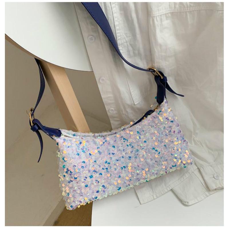 Популярная маленькая сумка с пайетками женская сумка новая модная дикая сумка через плечо подмышечная сумка-мессенджер