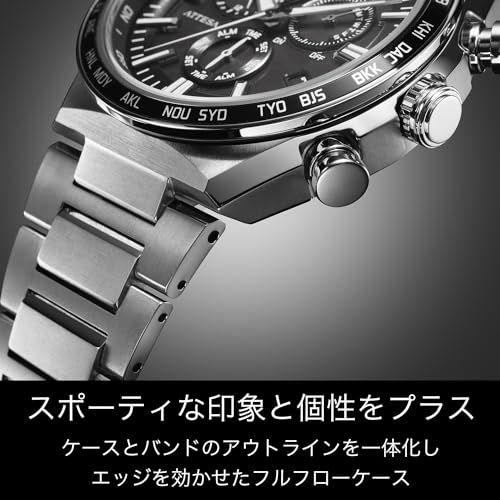 Citizen Часы Atessa Light Powered Eco Drive Radio Watch водонепроницаемые ACT Line черные CB5966-69E мужские серебристые