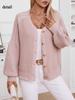 Women Casual Soft Cable Knit Long Sleeve Open Front Solid Button Sweaters Cardigans Lightweight Winter Fall Outwear