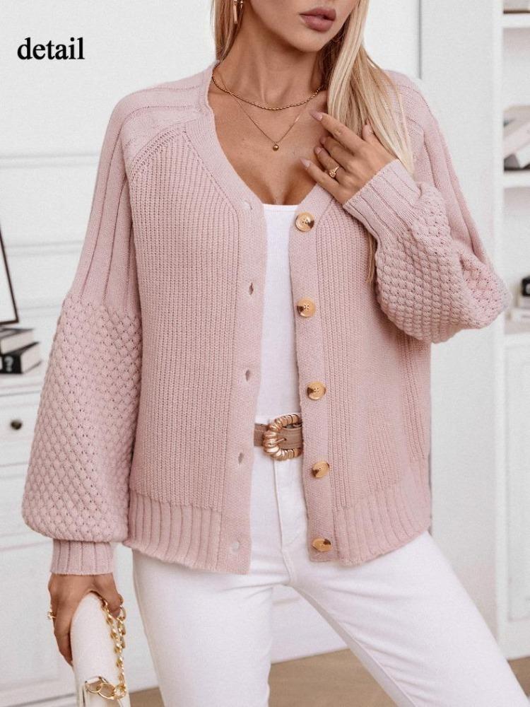 Women Casual Soft Cable Knit Long Sleeve Open Front Solid Button Sweaters Cardigans Lightweight Winter Fall Outwear