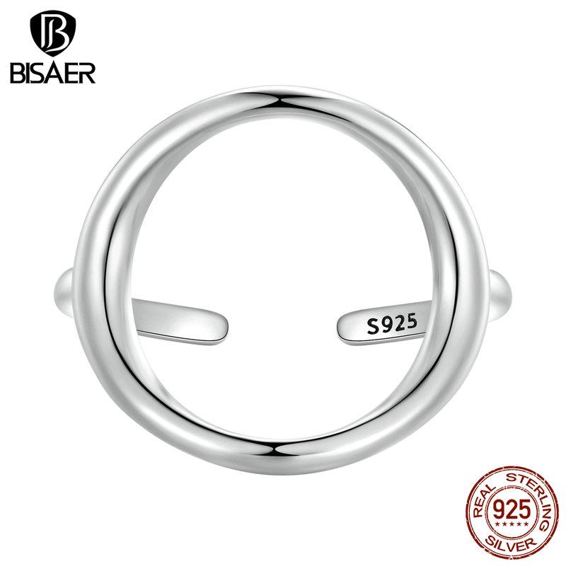 Bisaer Огромные открывающиеся кольца из стерлингового серебра 925 пробы в стиле самсара для женщин, европейское простое геометрическое кольцо, ювелирное изделие для свадебной вечеринки, подарок