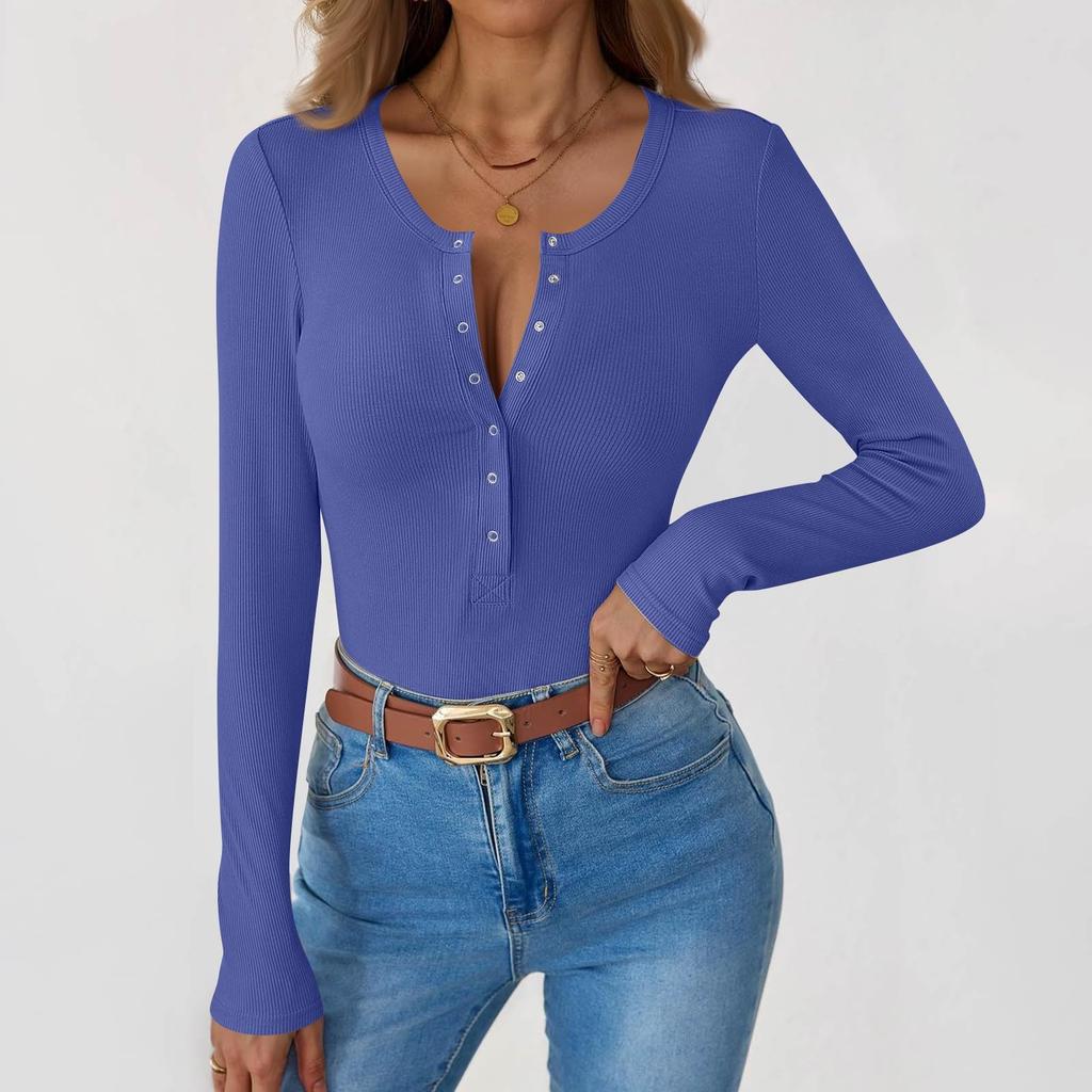 Женская и зимняя футболка с тонким низом, модная повседневная однотонная футболка с U-образным вырезом, длинный рукав