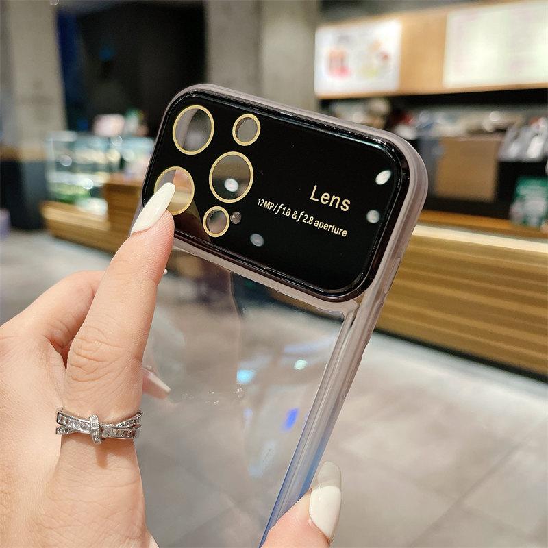 Роскошный градиентный чехол для больших оконных линз из ТПУ для iPhone 14 13 12 11 Pro Max, комплексные чехлы для защиты от падения