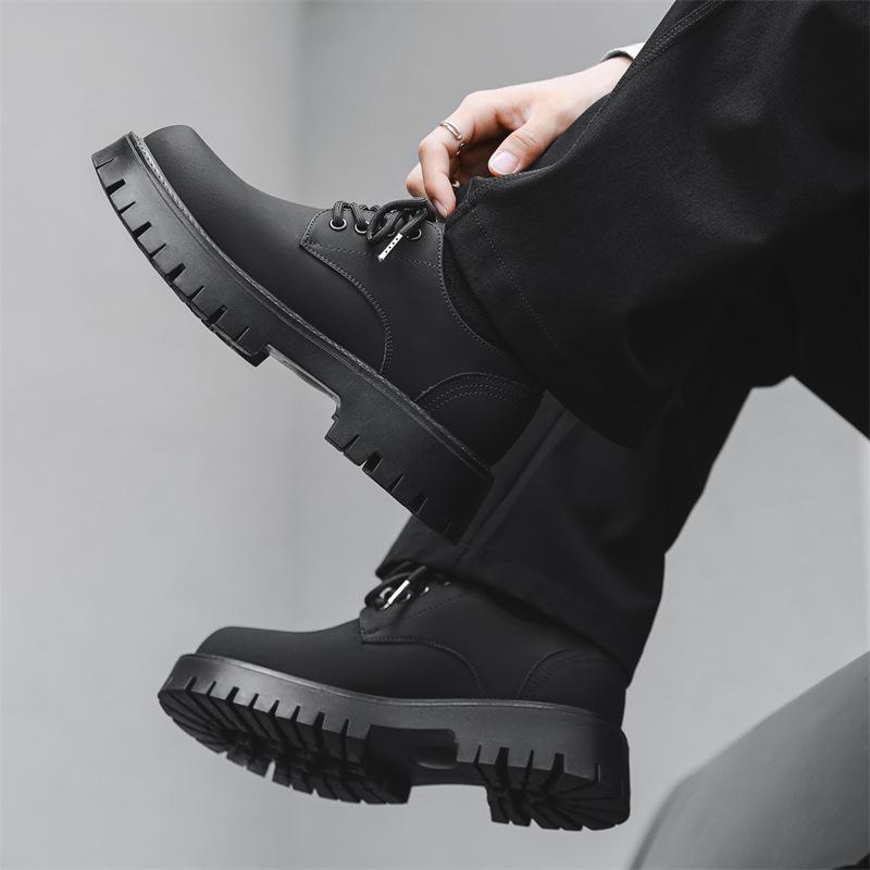 Повседневные кожаные туфли мужские в британском стиле на платформе с увеличенным носком туфли с большим носком туфли с круглым носком Martin маленькие кожаные туфли 2235-J